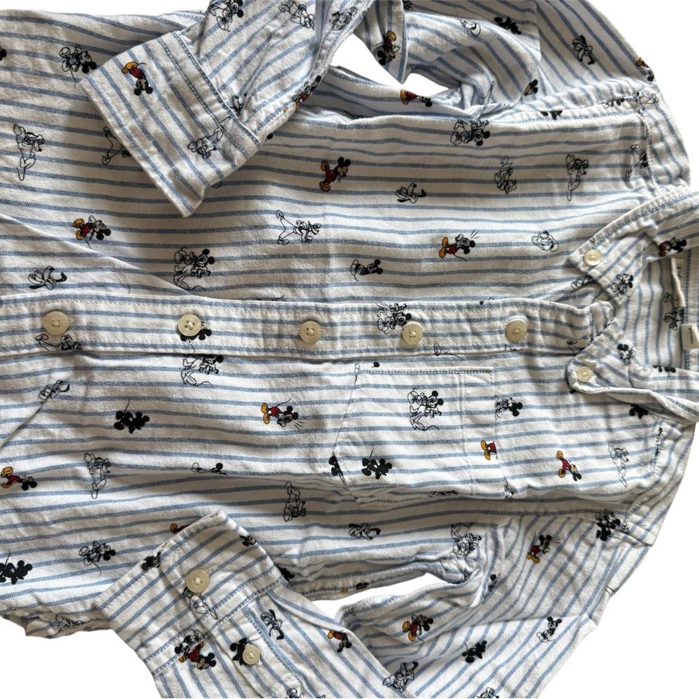 Striped Button-Up Shirt with Cartoon Print